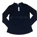 JAMES PERSE Shirt Women 2 Black Long Sleeve Cotton Modal Blend Scoop Neck $95