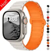 Magnetic Strap for Apple Watch Ultra 2 Band 10 9 8 7 6 5 4 3 Silicone Watch Band