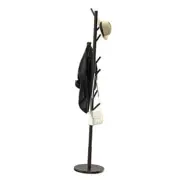 Wooden Freestanding Coat Tree with 4 Height Options and 9 Hooks, Sturdy Coffee