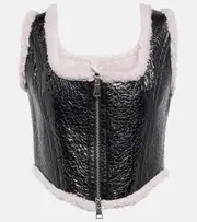 [Jean Paul Gaultier] Jean Paul Gaultier Laminated leather and shearling corset AU 14 black