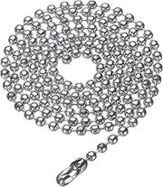 [uxcell] Stainless Steel Ball Chain 2.0mm 17.7" Length 316L Round Bead Necklace Dog Tag Pull Chains with Connectors Clasps for Men Women Jewelry Making Bracelets Keychain, Silver