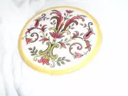 Pier 1 Trivet, beautiful ceramic 8.5" diam, maroon, brown, mustard, flawless