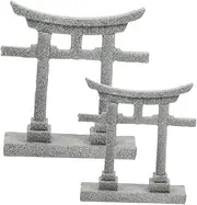 GANAZONO Zen Garden Micro Landscape Decor 2pcs Torii Gate Sculpture for Aquarium and Garden Decor