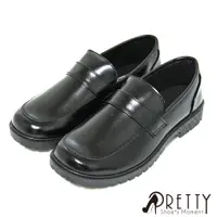 在飛比找PChome24h購物優惠-【Pretty】學院風直套式寬圓頭低跟標準學生鞋皮鞋(女款)