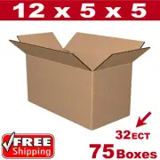 75 - 12x5x5 Cardboard Boxes Mailing Packing Shipping Box 32ECT Corrugated Carton