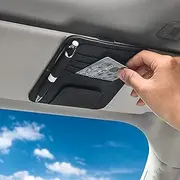 Small Leather Sun Visor Organizer for Car and Truck - Sunglass Holder, Card Sleeve Pocket, Document Holder for Registration, Driving License, Insurance, Pen, Chapstick