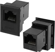 Desktop Connection Box RJ45 Network Jack CAT5E RJ45 Female to Female Ethernet Passthrough Connector RJ45 8P8C Rectangular Bracket Keystone Jack Desktop Socket RJ45 Accessories, 2Pcs