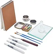 NBeads 13 Pcs Art Making Tools, with Glass Muller, Paint Slab, Brushes, Palette, Paint Tin Cases - DIY Sketch Notebook