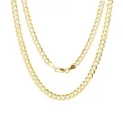 10K Yellow Gold 5mm Mens Solid Diamond Cut Pave Cuban Curb Chain Necklace 22"