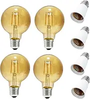E27 E26 B22 Universal LED Bulbs Bayonet Vintage Filament Led Light Bulbs B22,G80 Edison Bulbs LED - 4W (40W Equivalent) Warm White 2700K，Screw Edison Lamp Dimming (4PCS Amber G80)