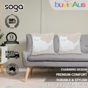 SOGA 2x 45cm Throw Pillow Light Tan Square Soft Cat Design