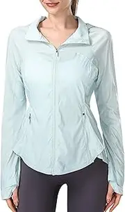 [VENLOTA] Women's Sun Protection Clothing, Long Sleeve Hooded Jacket with Zip, Running Athletic Hiking Sun Shirt