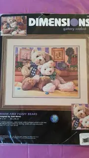 Dimensions Gallery Crewel Warm & Fuzzy Bears Teddy Stitch Cross Embroidery Kit