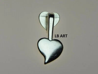 New Sealed 25 pack AANRAKU Medium Silver Plated Heart Double Pendant Bails