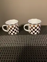 NEW Set of 6 Retro Checkered Tea Cups