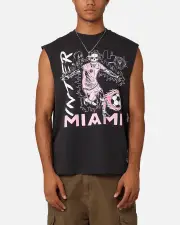 [MITCHELL & NESS] Mitchell & Ness Inter Miami Cf Flame Muscle T-shirt Black - Size 2XL 2XL Black
