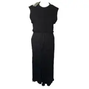 AllSaints Leowa Laze Sleeveless Dress Sz Medium Black Pleated + Sweater Top 2 Pc