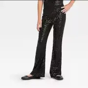 Girls' Sequin Flare Pants - Art class Black L