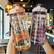 2L Water Cup Fitness Jugs Motivational With Time Marker With Straw Gradient #T
