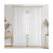 Central Park White Pinch Pleated Voile Sheer Curtain 108 Inches Extra Long Li...