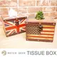 方形面紙盒 圓捲筒抽取式衛生紙盒 英國美國國旗皮質木製款 復古美式英倫風格 桌面擺飾雜物收納置物盒 紙巾盒 -米鹿家居