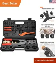 Pro Press Crimper for 3/8", 1/2", 3/4" Crimp Rings, with 3 Jaw Dies, PEX Tubi...