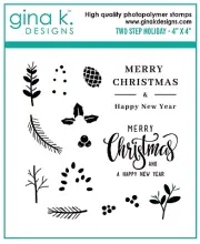 Gina K. Designs Two Step Holiday Mini Stamp Set : Size 4x4
