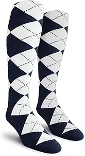 [Golf Knickers] Colorful Knee High Argyle Cotton Socks For Men Women and Youth - M: Navy/White - Mens