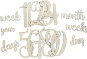 MOBUTOFU Monthly Baby Milestone Cards Wooden Milestone Signs Newborn Photography Props 19pcs Set