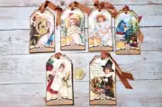 6-Thanksgiving-Fall-Autumn-Vintage-Junk Journal-Linen Cardstock-Gift-Hang-Tags