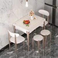 在飛比找樂天市場購物網優惠-小戶型 餐桌 椅組合 網紅可伸縮折疊 實木 飯桌 現代簡約 