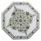 Octagon White Marble Coffee Table Top Beautiful Design Inlay Work Entryway Table