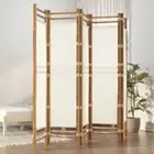 Folding 5-Panel Room Divider 200 cm Bamboo and Canvas