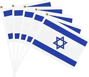 Israel 50 Pack Small Handheld Israeli Flags on Stick, Jewish Flags for National Day Events Decorations, Anti-Ultraviolet Fade Indoor Outdoor