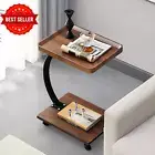 C-Shaped Side Table – Small End Table for Sofa, Bed & Couch, Space-Saving Slide