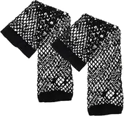 [JEWEDECO] 1 Pair Rhinestone Fishnet Long Gloves for Women Fingerless Cosplay Costume Accessories Breathable Mesh for Night Club Parties and Social Events Comfortable Elastic Fit Versatile