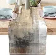 Brown Grey Table Runners Modern Art Farmhouse Linen Table Runners Dresser Scarves Retro Rustic Style for Party Kitchen Dining Table Coffee Holiday Party Decor (13"x 90")