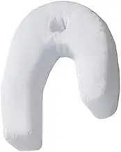 U Sleeping Pillow with Ear Hole,Neck Back Cushion J Pillows Neck Spine Protection Pillow Cushion Orthopaedic Deep Sleep Pillow, White, Medium (MAS-USNP-1)