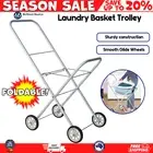 Deluxe Foldable Laundry Trolley Clothes Washing Basket Carrier Trolley Cart