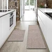 ZUNI 2PCS Kitchen Rugs and Mats, Cushioned Non Slip Rugs, Absorbent Runner Rugs Comfort Standing Mats Washable for Kitchen, Floor, Office, Home (49x150, 45x75cm, Grey)