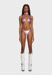 [Club Exx] Lavender Siren Calling Metallic Bikini Set