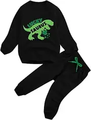 [BomDeals] Cute Cartoon Pentacle Dinosaur Printed Baby Boys Long Sleeve Tops and Pants Outfits