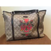 在飛比找蝦皮購物優惠-正品GUCCI 二手經典Logo防水托特包