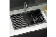 Cefito Kitchen Sink 70X45CM Stainless Steel Single Bowl Drain Rack Basket Black