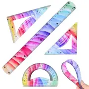 4Pack Flexible Rulers Set, Colorful Geometry Kit, Plastic Bendable 12 Inch