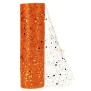 Glitter Tulle Mesh Ribbon Orange Fabric Crafting (2 Rolls~5 Yards each).