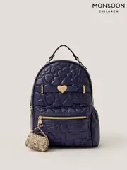 Monsoon Blue Heart Quilted School Backpack (H96556) | $65