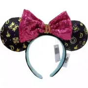Red Sequins Bow Minnie Ears Mickey Mouse Dis ney- Parks Ears Black Headband Ear