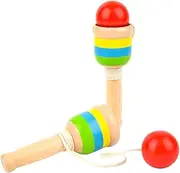 Hohopeti 2Pcs Wooden Kendama Educational Skill Game for Enhances Coordination and Random Colors for Aged and Up and Safe Design