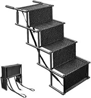 xinyee Portable Folding Dog Stairs for Cars Dog Ramps with Non-Slip Surface 600D Oxford Cloth Load Up to 80kg, 4 Steps